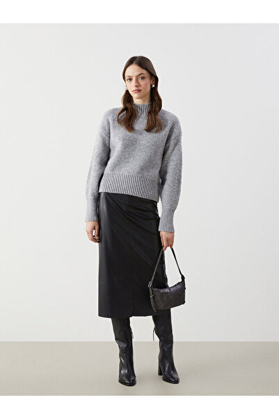 LC Waikiki Gray Half Turtleneck Women's Knitwear Sweater