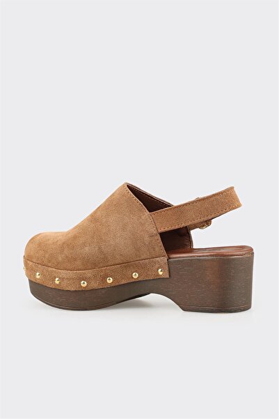 Elle Shoes Taba Deri Kadın Terlik