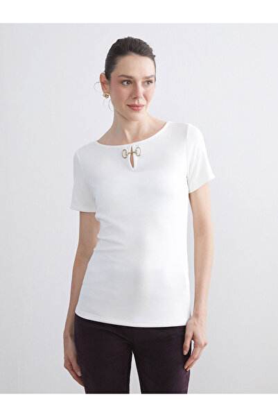 LC Waikiki تي شيرت نسائي برقبة دائرية من إكرو