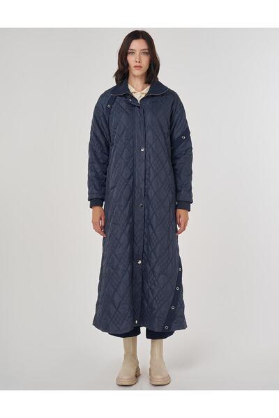 Kayra Geniş Yaka Kapitone Giy Çık Koyu Lacivert