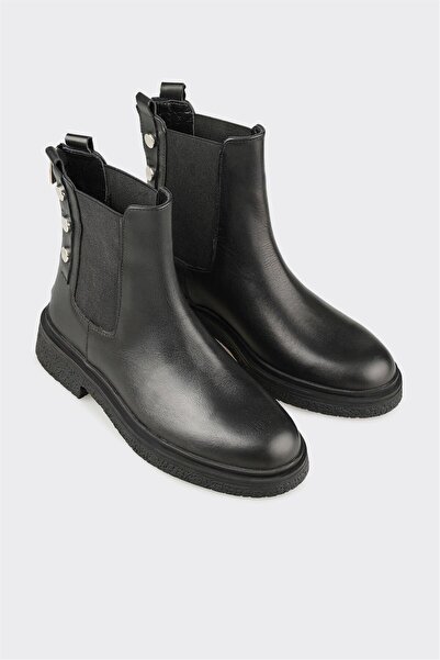 Elle Shoes Siyah Deri Kadın Günlük Bot