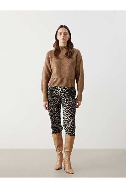 LC Waikiki Brown Half Turtleneck Women's Knitwear Sweater