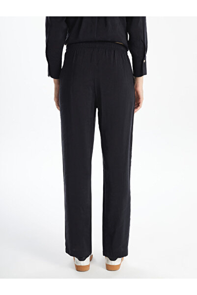 LC Waikiki Black Loose Fit Women's Trousers with Elastic Waist