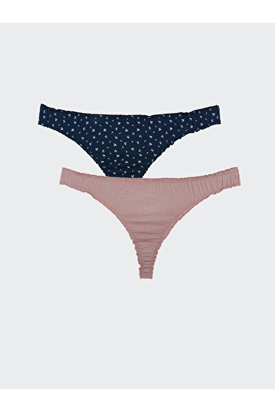 LC Waikiki LCW DREAM Lacivert Çiçekli Tanga Külot 2'li Paket