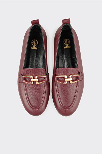 Elle Shoes Bordo Deri Kadın Günlük Ayakkabı