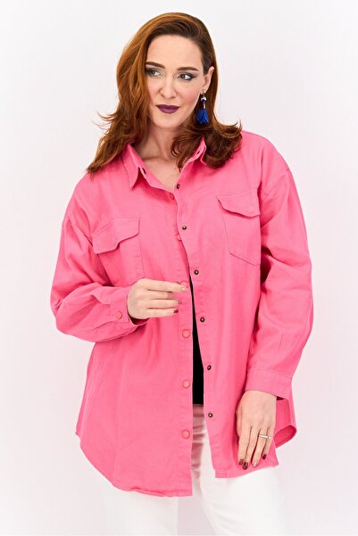 Bebe Women Plain Jacket Shirt, Pink