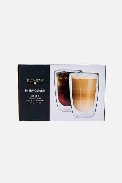Bombay 2 Pieces Double-Walled Insulated Tumblers 450 ml, Transparent