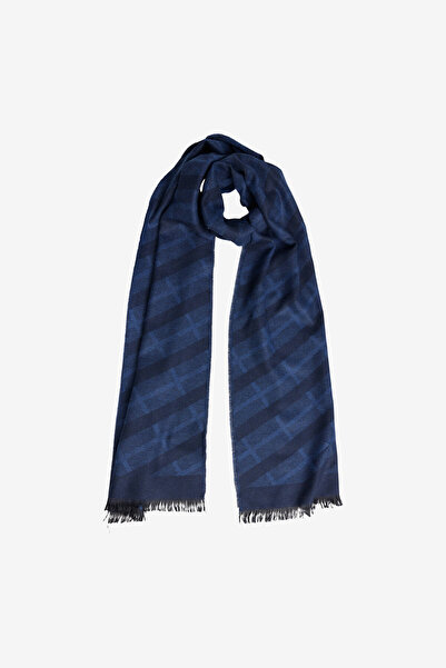 ALTINYILDIZ CLASSICS Men's Navy Blue Patterned Soft Textured Scarf