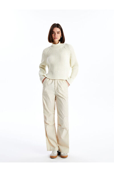 LC Waikiki Langärmliger, übergroßer Damen-Strickpullover mit Rundhalsausschnitt – W4ak20z8