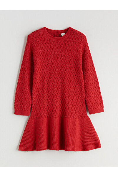 LC Waikiki Vizyon New Season Crew Neck Girls' Knitwear Dress