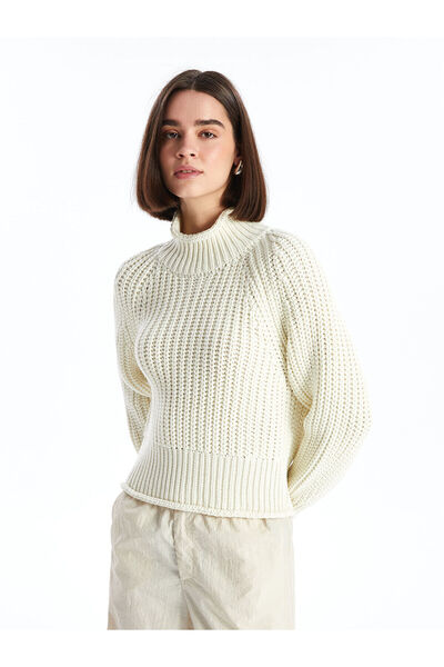 LC Waikiki Langärmliger, übergroßer Damen-Strickpullover mit Rundhalsausschnitt – W4ak20z8