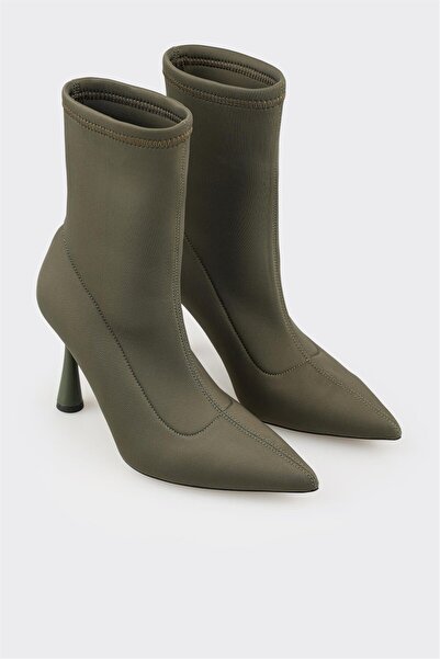 Elle Shoes Haki Kadın Yüksek Topuk Bot