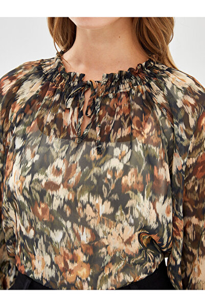 LC Waikiki Mixed Tie Neck Patterned Women's Blouse