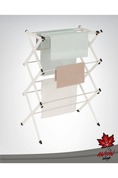 AVION-SHOP Glamour Taşınabilir Pratik Akordiyon Çamaşır Kurutmalığı Beyaz 70 cm