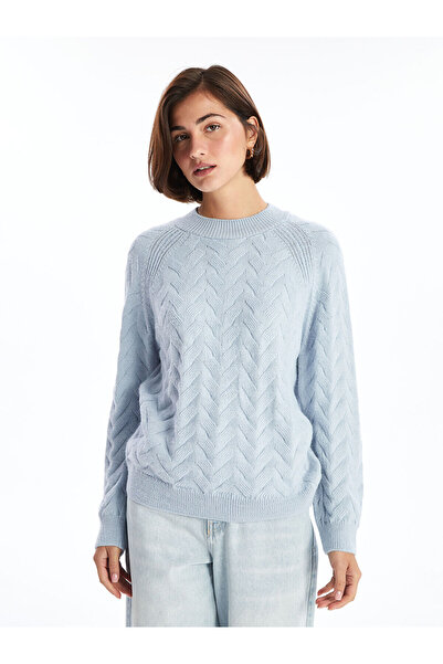 LC Waikiki Women's Knitwear Sweater - Crew Neck and Self Patterned