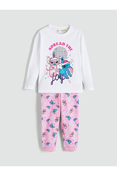 LC Waikiki Vizyon New Season Crew Neck Stitch Printed Girls' Pajama Set