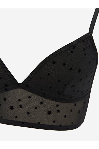 LC Waikiki Чорний бюстгальтер без кісточок, без наповнювача, з візерунком