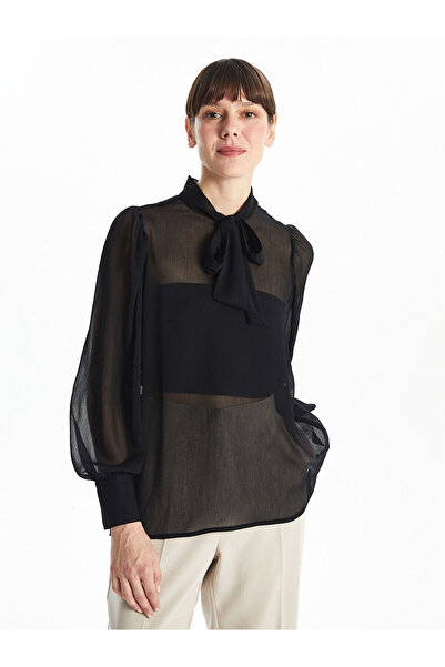 LC Waikiki Black Tie Neck Women's Blouse