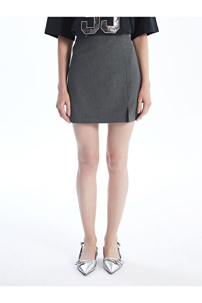 LC Waikiki Gri Beli Fermuarlı Kadın Etek