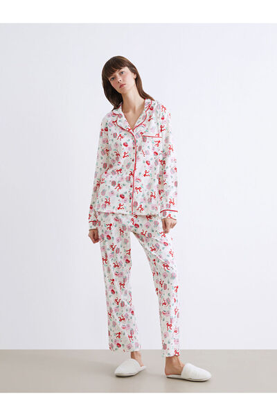 LC Waikiki Set de pijamale de damă cu guler, cu tematică de Anul Nou