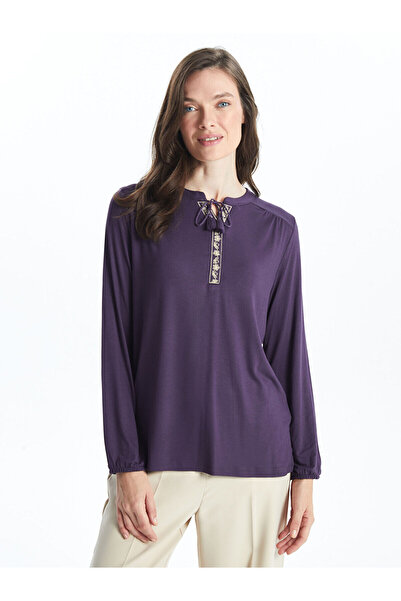 LC Waikiki Γυναικεία μπλούζα με δεμένο γιακά κεντημένη