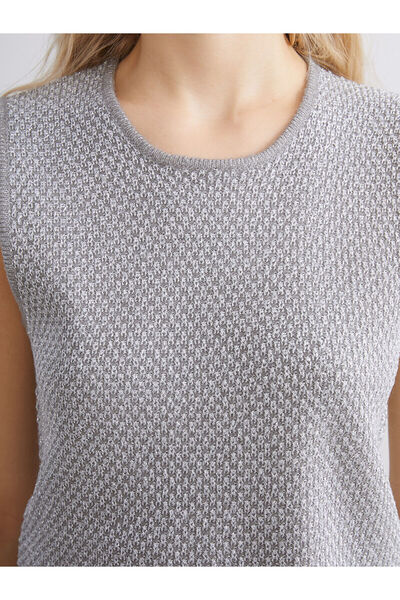 LC Waikiki Xside Gray Crew Neck Patterned Women's Knitwear Sweater