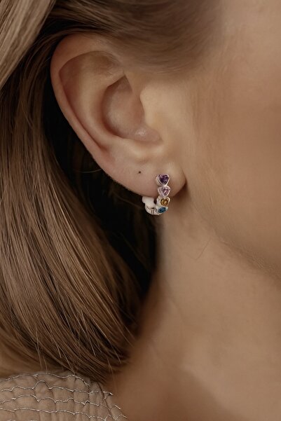 NEW STYLE Women's earrings made of 925 sterling silver, studded with colorful gemstones, with a sophisticated and elegant design