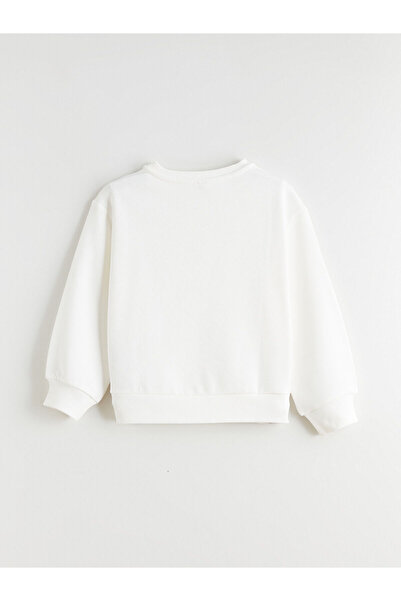 LC Waikiki Bisiklet Yaka Fiyonk Baskılı Kız Çocuk Sweatshirt (W5)