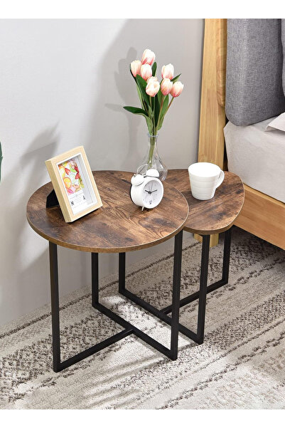 VariFurnx 2pcs Nesting Table Small Sofa Side Table Set Bedside Table European Nightstand Coffee Service Table
