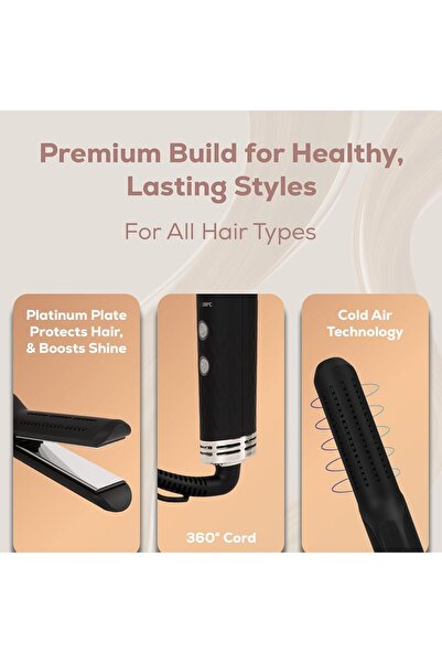 Generic CLARA Anti-Frizz Platinum Ionic Hair Straightener - 3 Heat Settings, Dual-Purpose Styler, Black