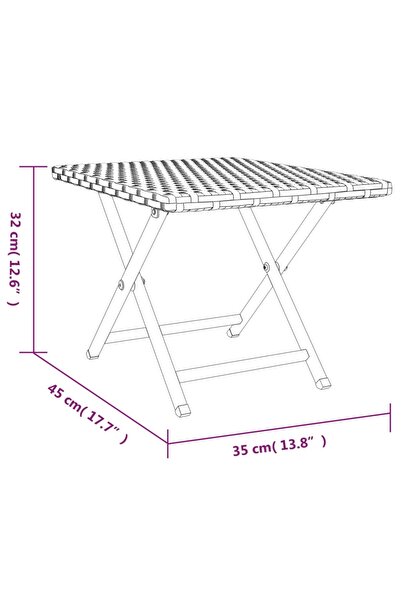 vidaxl Folding Table Grey 45x35x32 cm Poly Rattan
