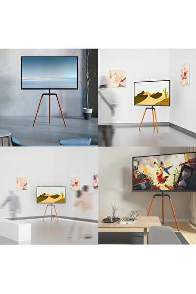 ULHYC Modern Art TV Floor Stand, Universal 90° Swivel, Corner Tripod Base for 45-65inch LED Curved Screens