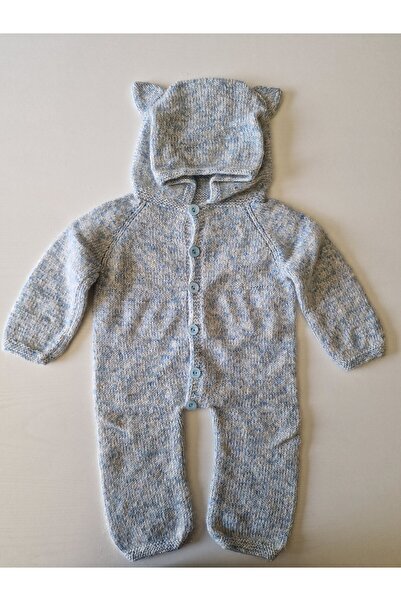 Hobi Kafe 3-6 Months Old Hand Knitted Hooded Baby Rompers