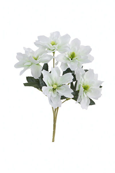Yapay Çiçek Deposu Yapay 5 Çiçekli Star Çiçeği 30 cm Beyaz