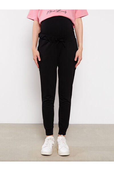 LC Waikiki Black Tummy Panel Plain Maternity Jogger Sweatpants
