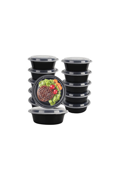 Generic 24 oz Round Black Microwave Bowl with Clear Lid (Pack of 20)