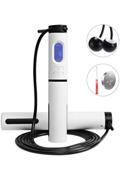 HALAMODO حبل قفز قابل للتعديل مع وزن موازن، عداد تخطي رقمي، السعرات الحرارية ...