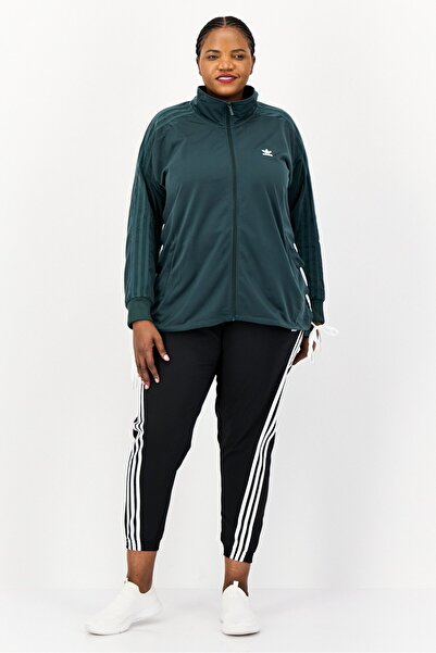 adidas Women Plus Size Embroidered Logo Training Track Jacket, Green
