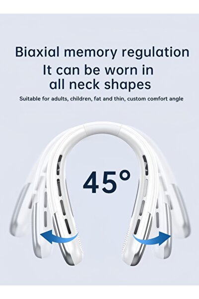 FAMİLY Hanging Neck Fan Portable Leafless Hanging Neck Fan, 6-8 Hours Of Battery Life - White