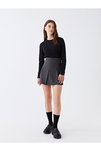 LC Waikiki Women's Straight Pleated Skirt with Zippered Waist