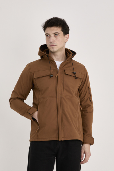 Silk & Spice Erkek Outdoor İçi Polarlı Su Soğuk ve Rüzgar Geçirmez Çok Cepli Softshell Mont