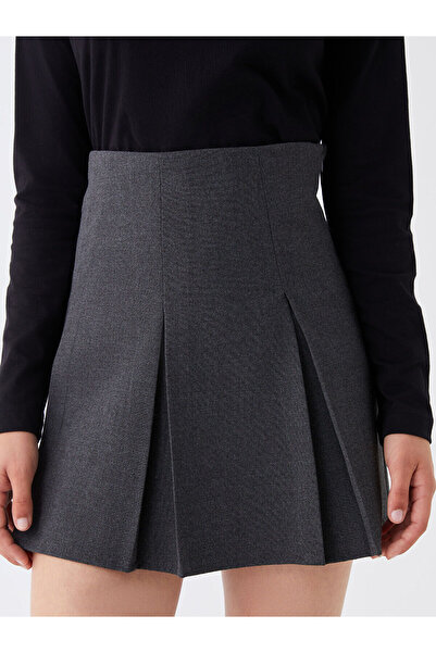 LC Waikiki Women's Straight Pleated Skirt with Zippered Waist