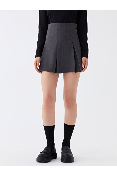 LC Waikiki Women's Straight Pleated Skirt with Zippered Waist