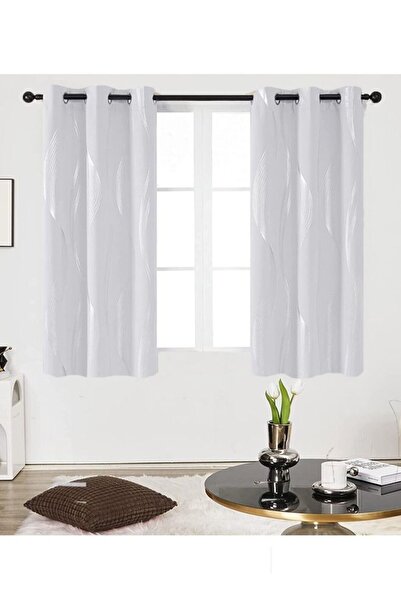 COOYA 2-Piece Thermal Insulated Blackout Curtains Greyish White/Silver 100x137cm