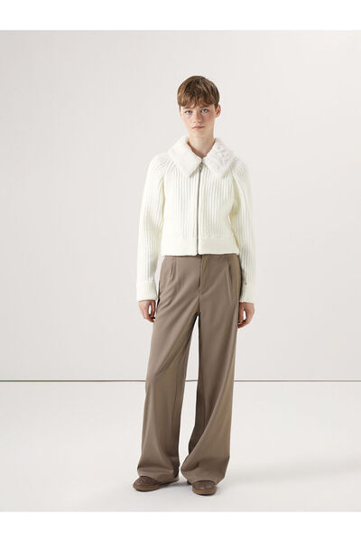 LC Waikiki Peak New Season Shirt Collar Solid Long Sleeve Women's Knitwear Cardigan