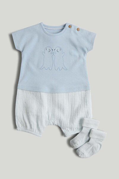 MOTHERCARE Blue Romper and Socks Outfit
