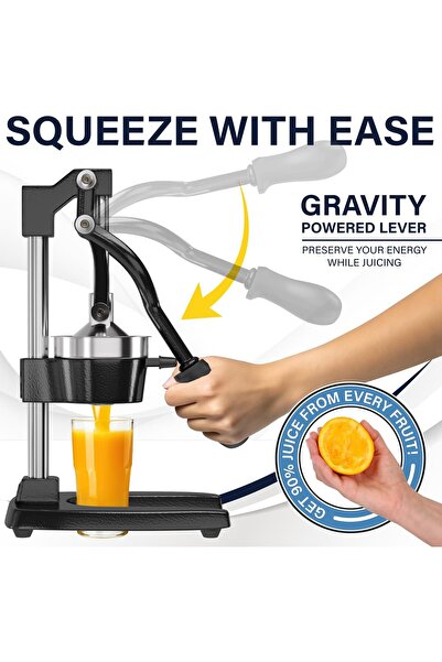 Generic Cast Iron Citrus Juicer - Commercial Manual Hand Press (Black)