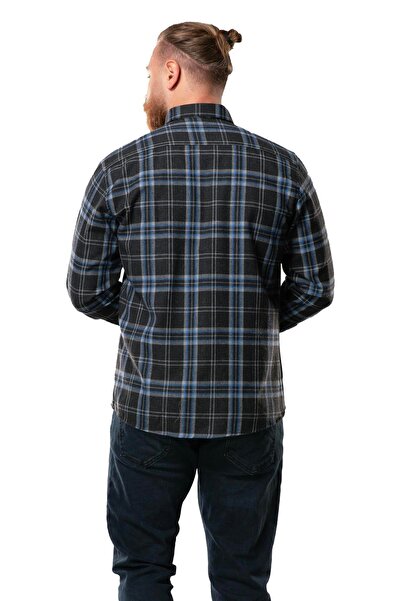 Eliş Şile Bezi Uzun Kol Oduncu Erkek Pazen Sonbahar ve Kışlık Gömlek Füme Ekose 4045