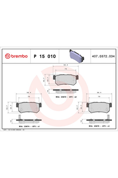 Brembo Комплект спирачни накладки за дискови спирачки Daewoo Rexton Roewe (Sa...