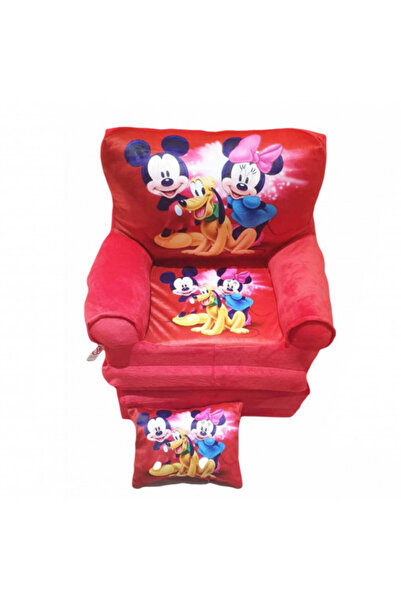 OEM Fotoliu extensibil din pluș, pliabil în 4 părți, Mickey și Minnie, 150 cm, roșu